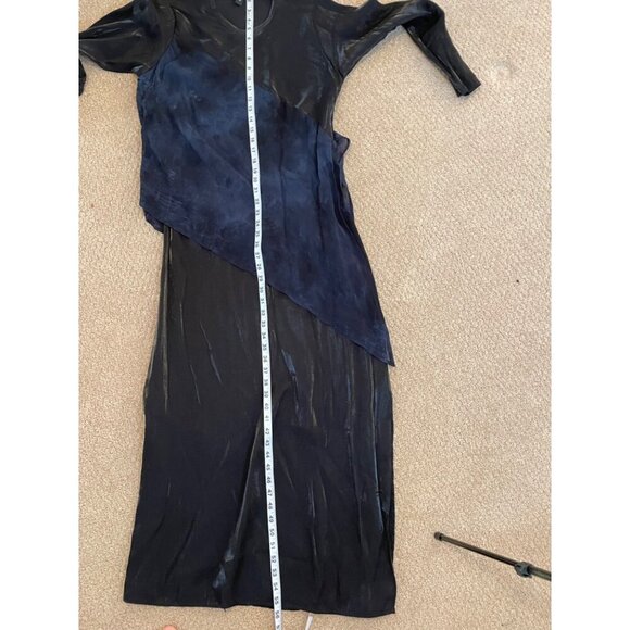 Coco + Juan Maxi Asymmetrical Black Navy Long Sleeve Dress - Picture 8 of 11